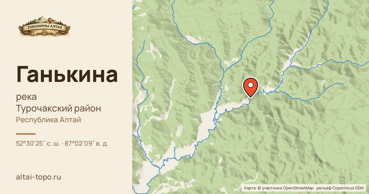 Карта: Ганькина — река, Турочакский