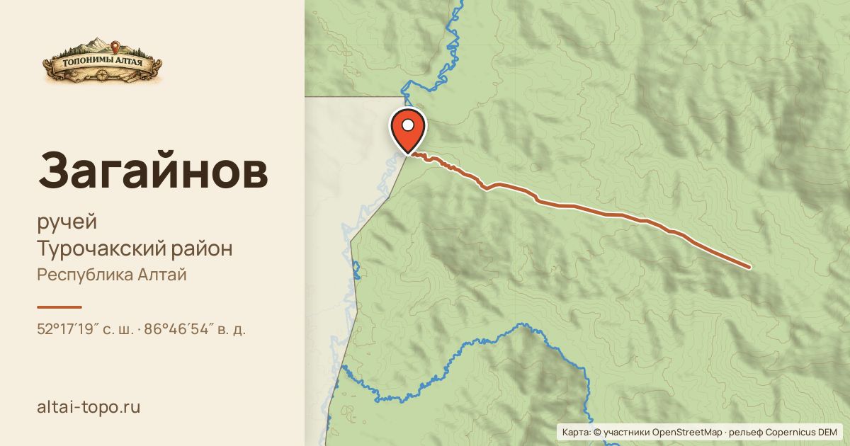 Карта: Загайнов — ручей, Турочакский